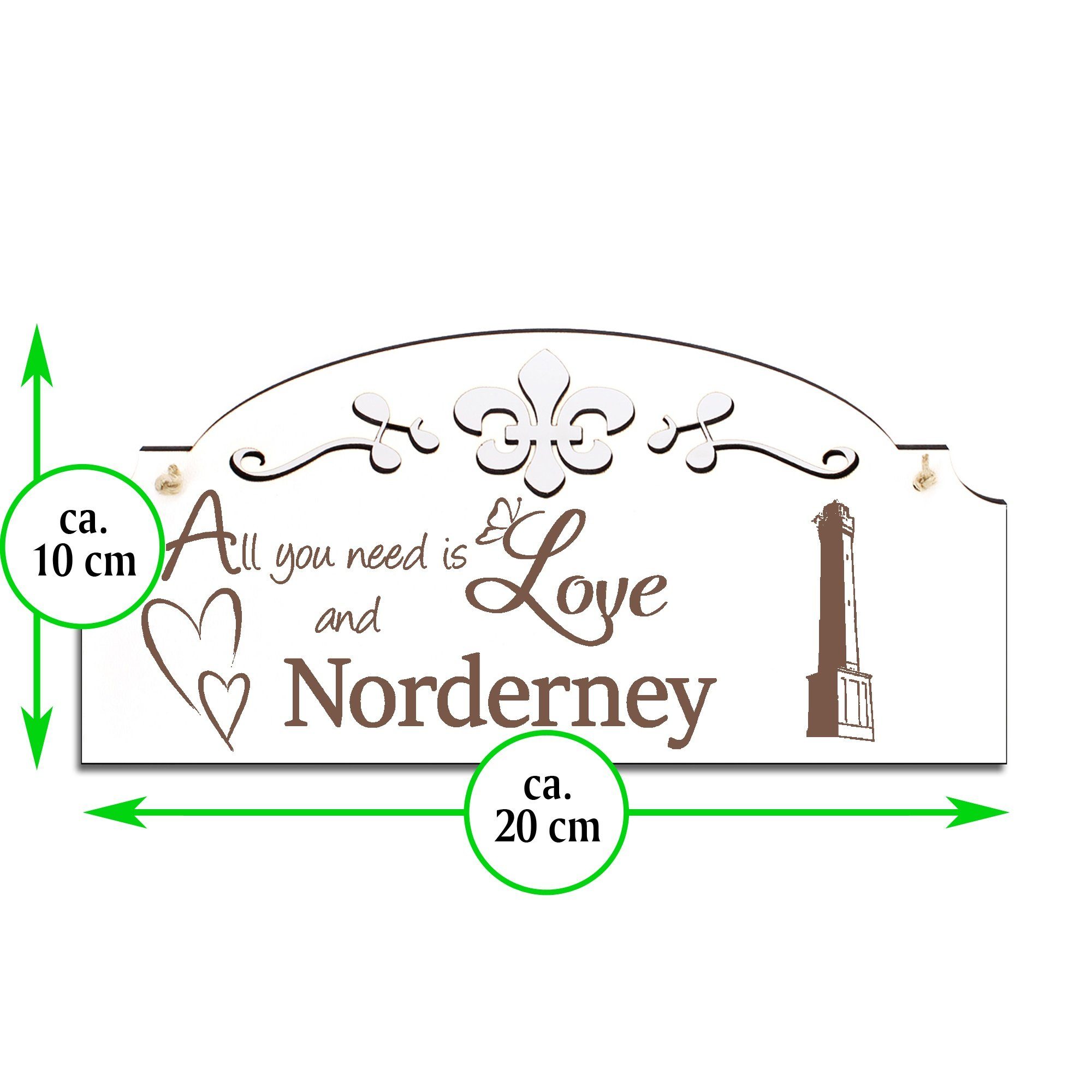 Norderney is Dekolando you 20x10cm Deko All Love Leuchtturm need Hängedekoration