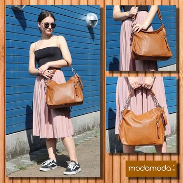 modamoda de Schultertasche T183v3, Echtleder Handmade in Italy