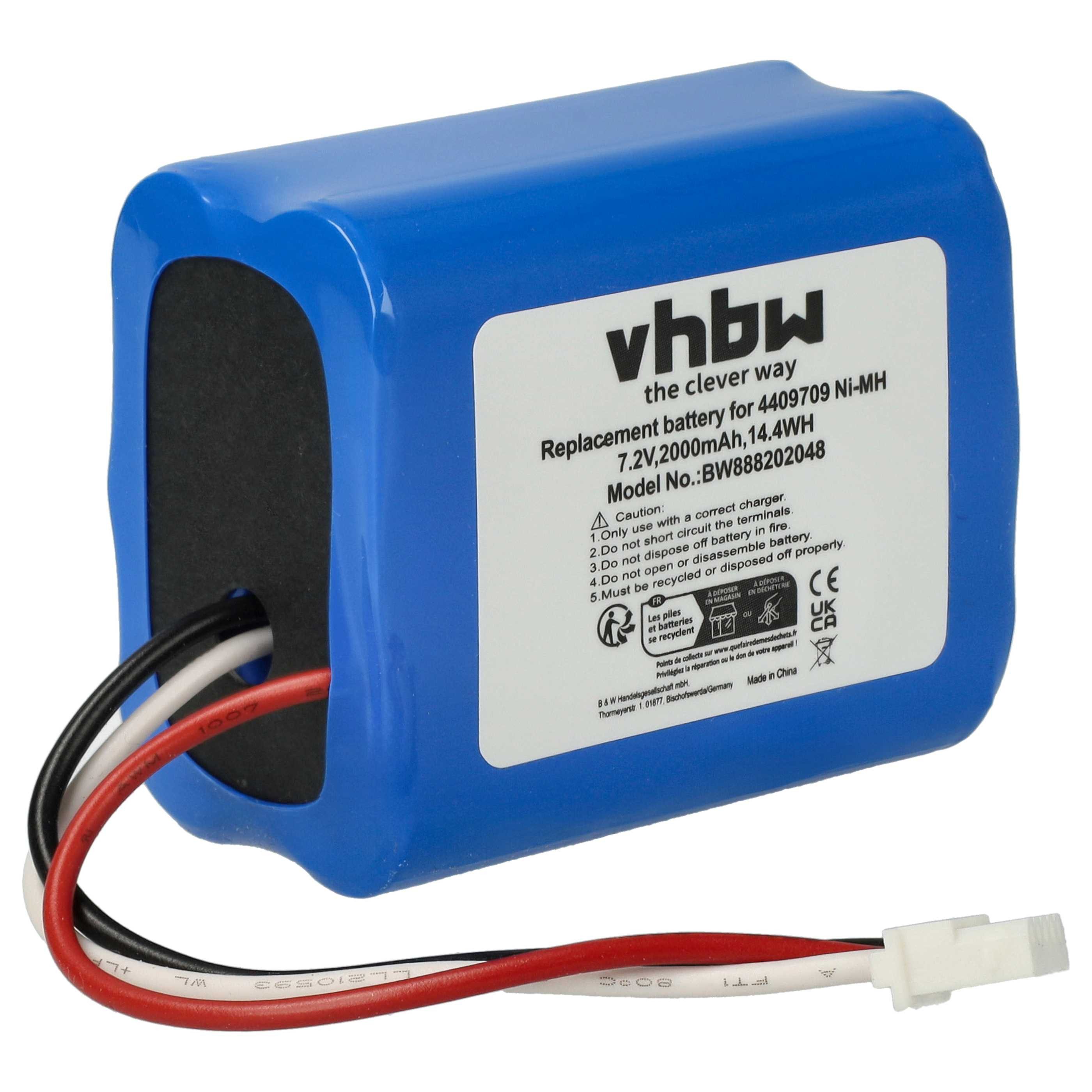 vhbw Akku Ersatz für iRobot 4409709, GPRHC202N026, W206001001399 für Staubsauger-Akku Akku NiMH 2000 mAh (7,2 V, 1 St), Leistungsfähiger Austausch-Akku für Ihren Saugroboter