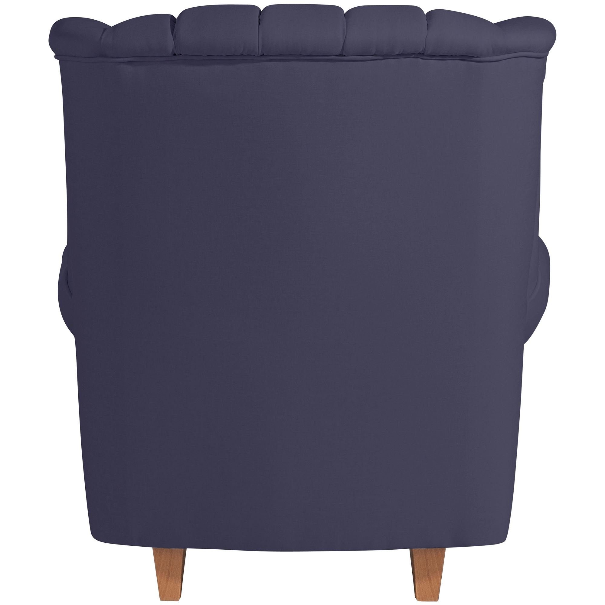 Kunstleder Sessel Sitz Katreen Kostenlosem 1-St), 58 (Sparpreis Ohrenbackensessel aufm natur Kessel / Versand, inkl. hochwertig Buche verarbeitet,bequemer Bezug dunkelblau