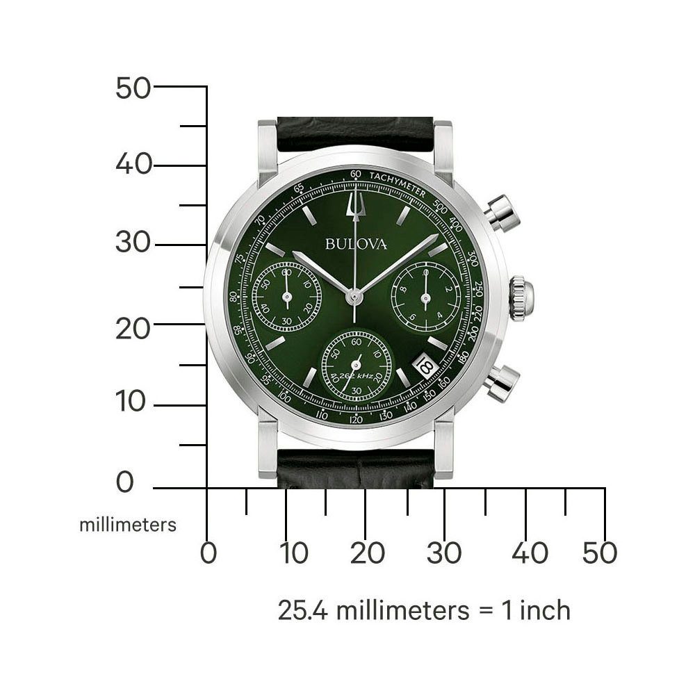 Bulova Chronograph 96B457, Quarzuhr, Armbanduhr, Herrenuhr, Lederarmband, analog, Tag