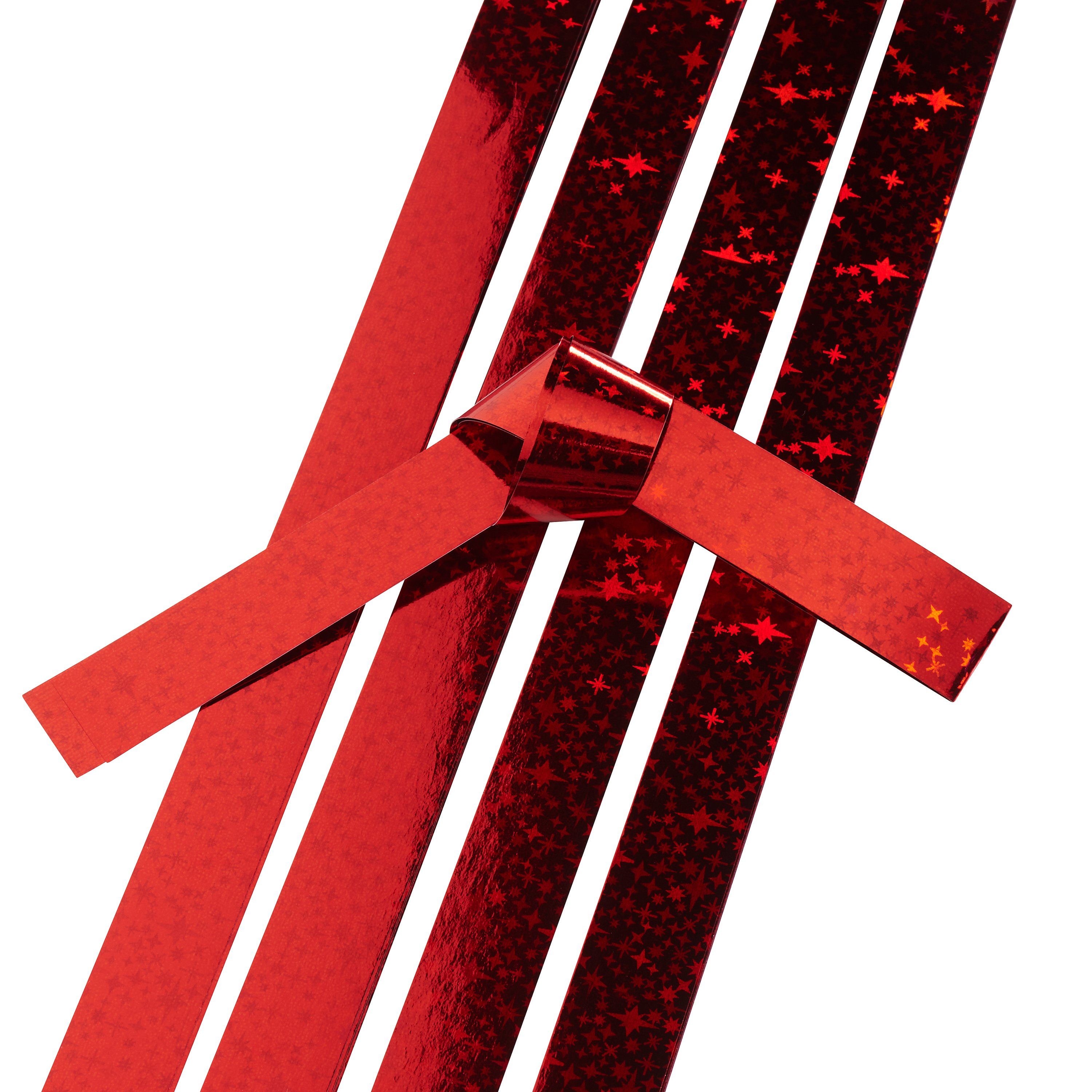 Gebrüder Bertels Papiersterne Papierstreifen Holografie, 16 Streifen 15 mm Rot | Partydekoration