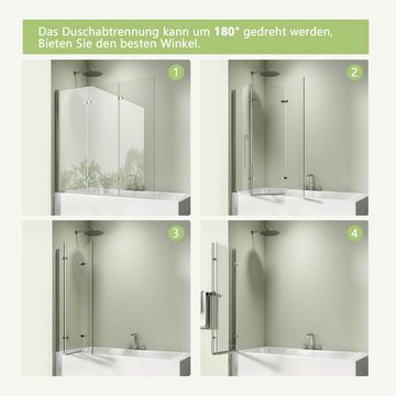 S'AFIELINA Badewannenaufsatz Duschabtrennung für Badewanne faltbares Wandpaneel 3 Stück Faltbare, 6mm ESG Clear NANO Beschichtung ESG-Sicherheitsglas