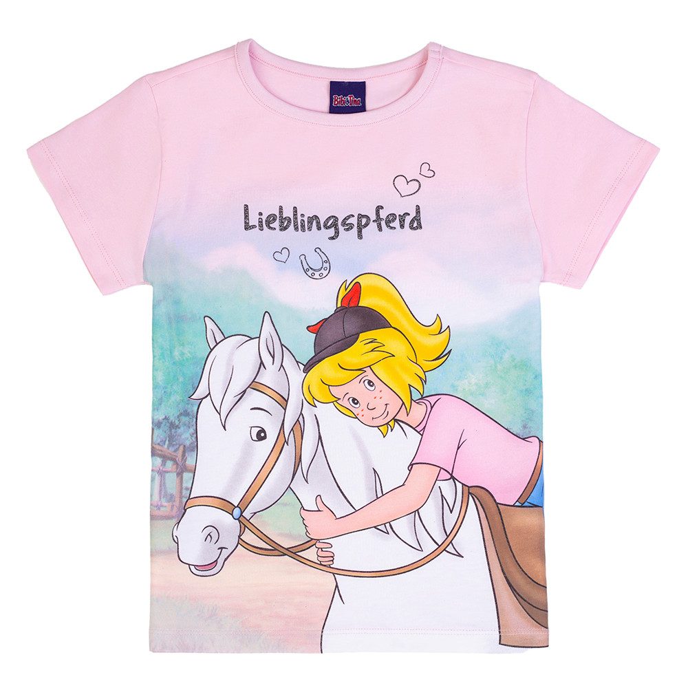 Bibi & Tina T-Shirt Bibi und Tina Mädchen T-Shirt Lieblingspferd Sabrina ballerina rose (1-tlg)