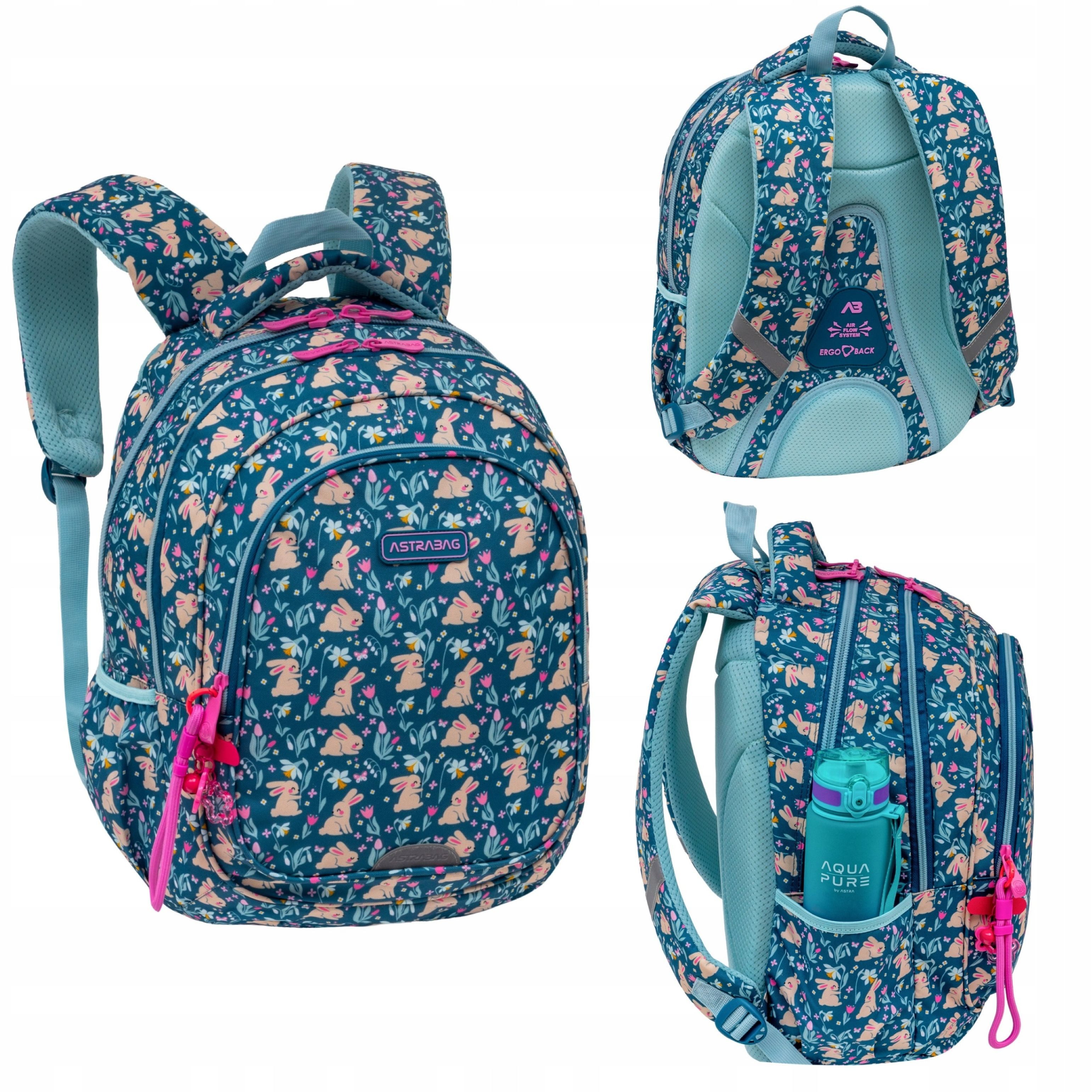 ASTRA Schulrucksack ASTRA Candy Bunny Schulrucksack Mädchen AB300 Ergoback wasserdicht (1-tlg)
