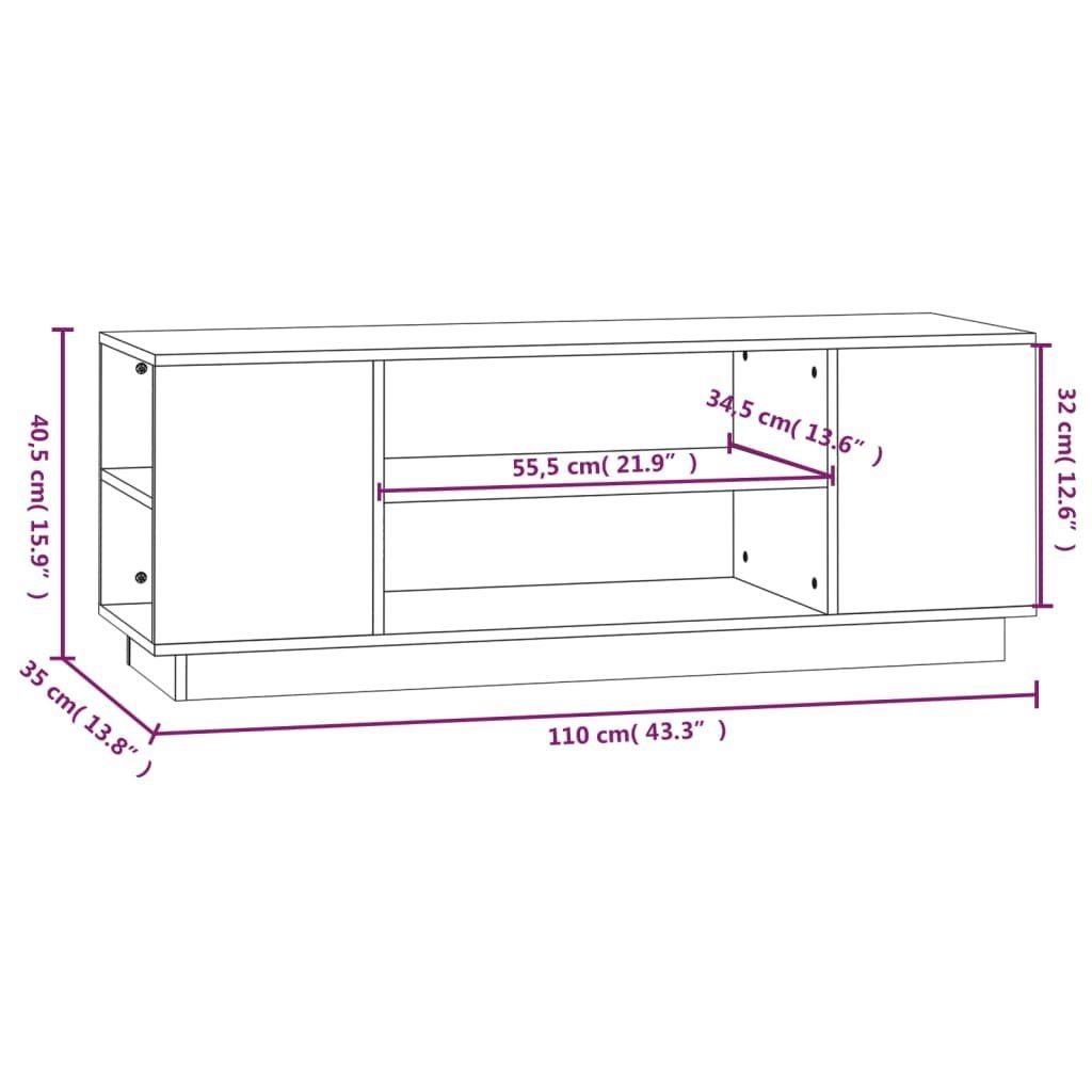 furnicato TV-Schrank 110x35x40,5 cm Massivholz Kiefer Honigbraun