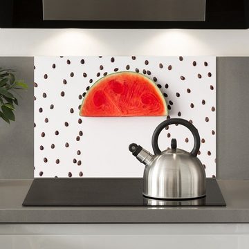 queence Küchenrückwand Wassermelone - Spritzschutz Wandschutz für Herd & Spüle - Alu-Dibond, (1-tlg), 60x40x0,3 cm - Hitzebeständig - Herdspritzschutz - Fliesenschutz