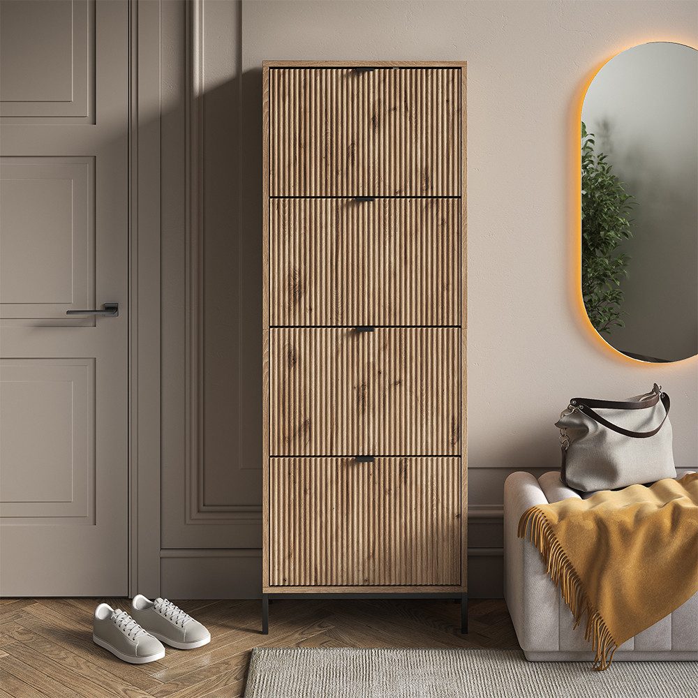 Vicco Schuhkipper Eliza, Viking Oak, 60 x 168 cm mit 4 Klappschubladen günstig online kaufen