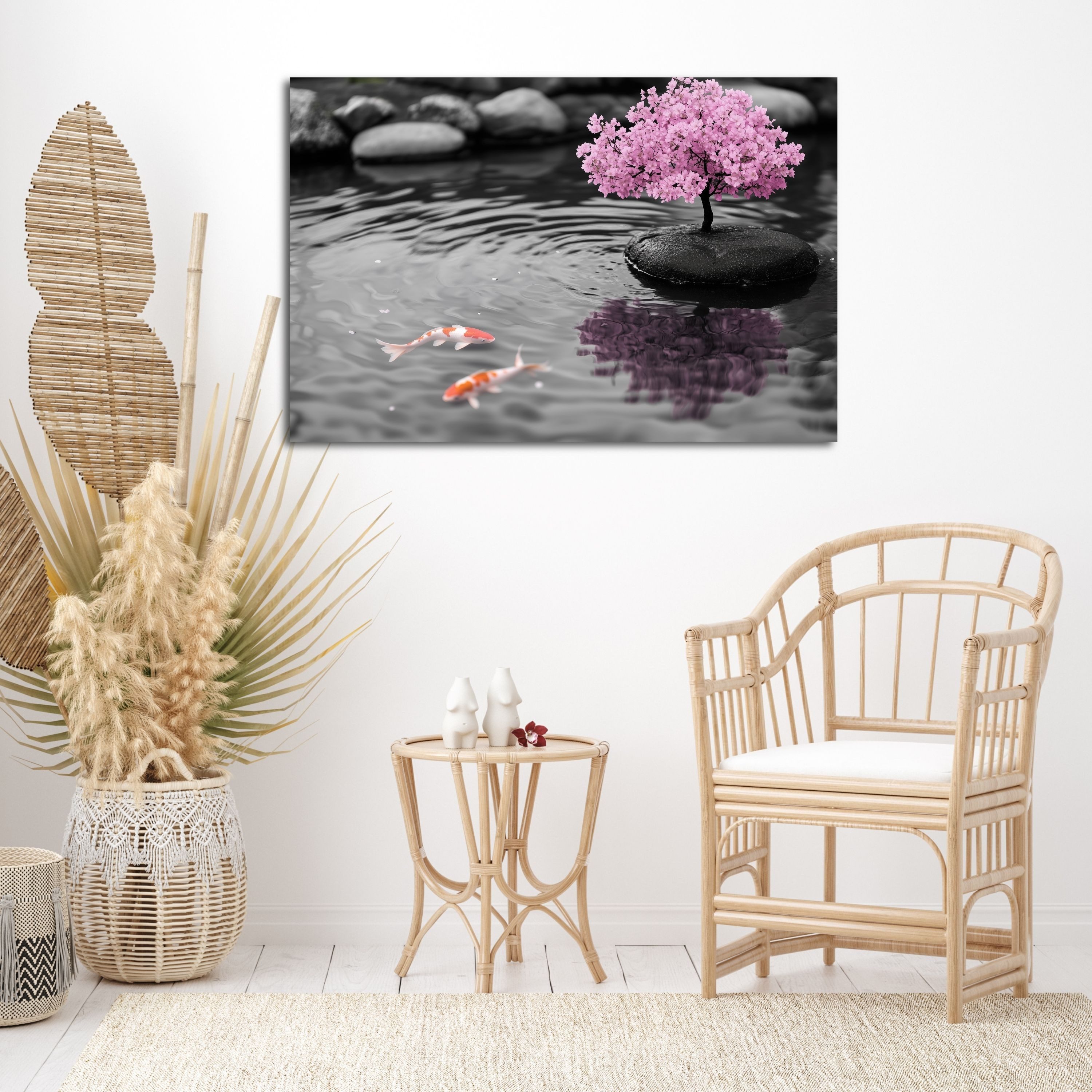 DARO Design Leinwandbild Modern Abstrakt Wandbilder XXL Wandbild Wand Deko Leinwand Bilder, (rosa Kirschblütenbaum - Bild groß Wohnzimmer Schlafzimmer Küche Esszimmer Einteilig Querformat Fotodruck Leinwände Wanddeko Abstrakte Kunst Boho), 30x20cm