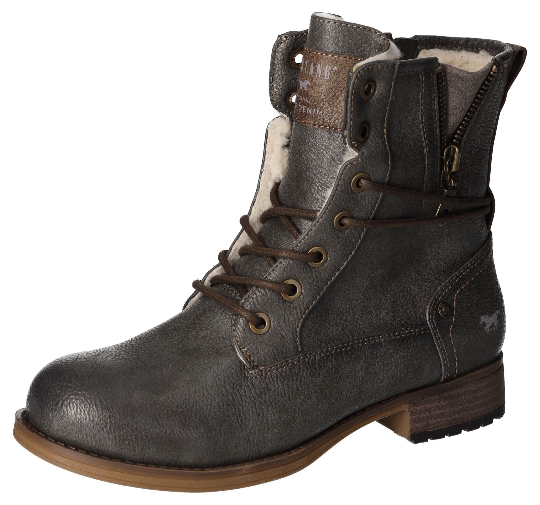 Mustang Shoes Winterboots, Blockabsatz, Winterstiefelette, Schnürboots günstig online kaufen