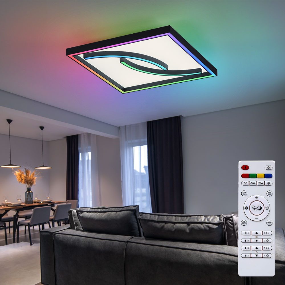 etc-shop LED Deckenleuchte, Leuchtmittel inklusive, Kaltweiß, Warmweiß, Neutralweiß, Tageslichtweiß, Deckenleuchte Wohnzimmerlampe Schlafzimmerleuchte Regenbogen LED RGB