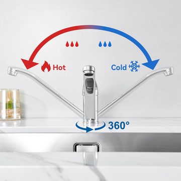 AuraLum pro Küchenarmatur 360° Schwenkbar Wasserhahn Küche Einhandmische Spültischarmatur