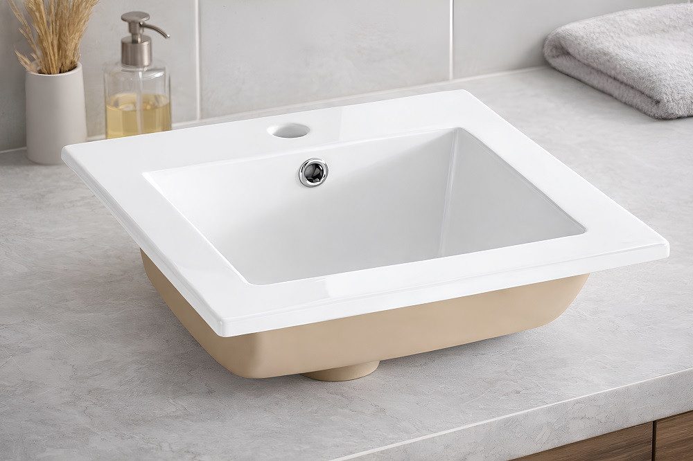 JVmoebel Waschbecken Aufsatzwaschbecken aus Keramik in Weiß, modern schlicht Sofort (Waschbecken), Made in Europa