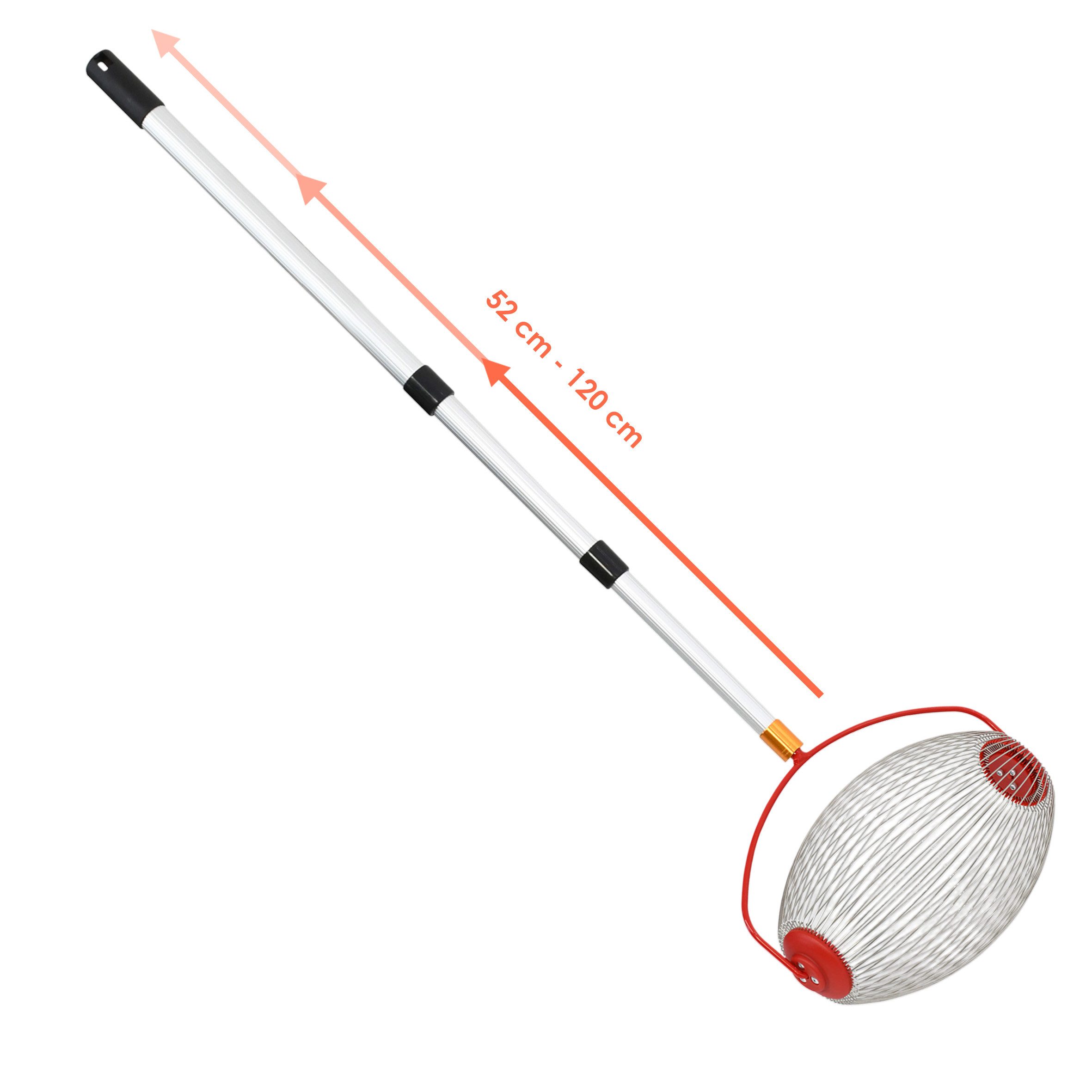 Spetebo Rollsammler Erntehelfer für Nüsse und Obst mit Alu Teleskopstiel, 33 cm Arbeitsbreite, (Anzahl, 1-tlg., Stück), flexibler Sammelkorb