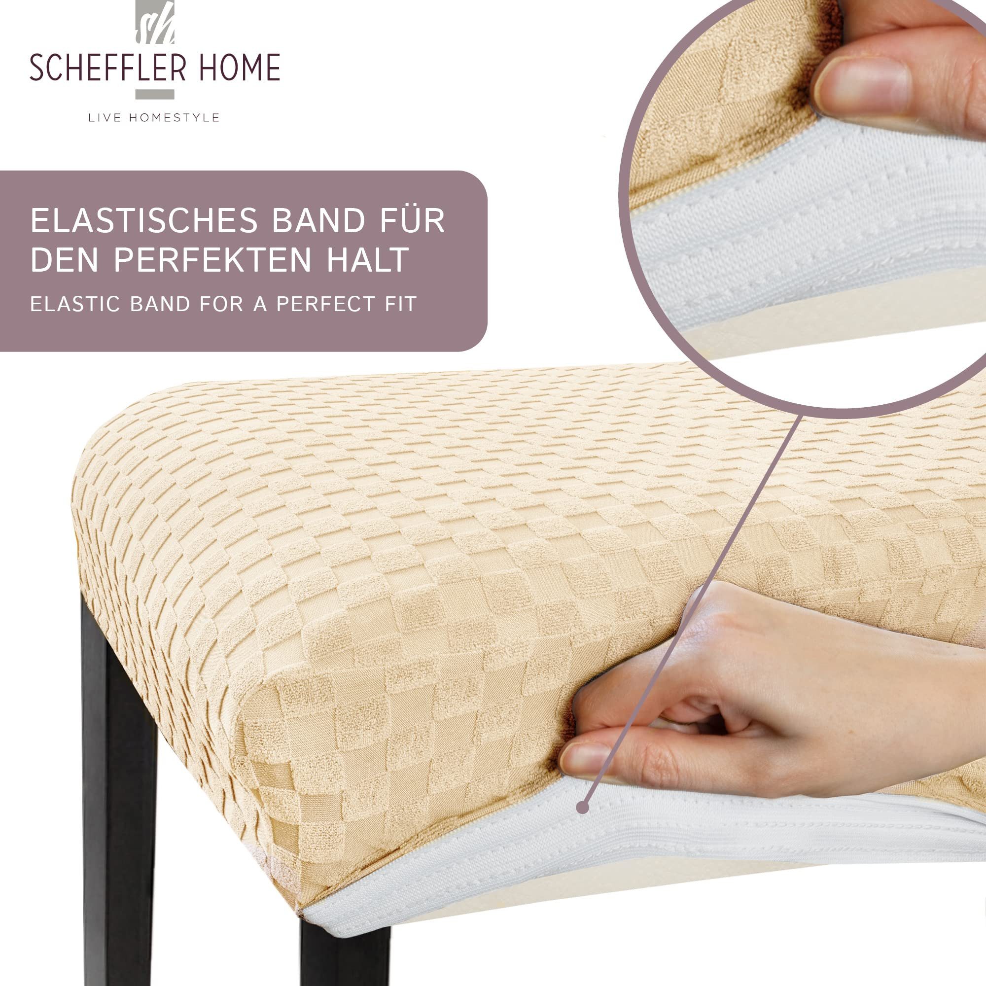 sh SCHEFFLER-HOME LIVE HOMESTYLE Stuhlhusse Moderner Stuhlbezug "Emil" aus Flanell, abnehmbarer & waschbarer Spannbezug für Stühle