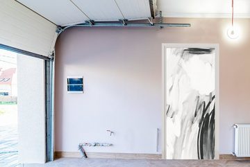 MuchoWow Türtapete Kunst - Schwarz - Weiß - Abstrakt, Matt, bedruckt, (1 St), Fototapete für Tür, Türaufkleber, 75x205 cm