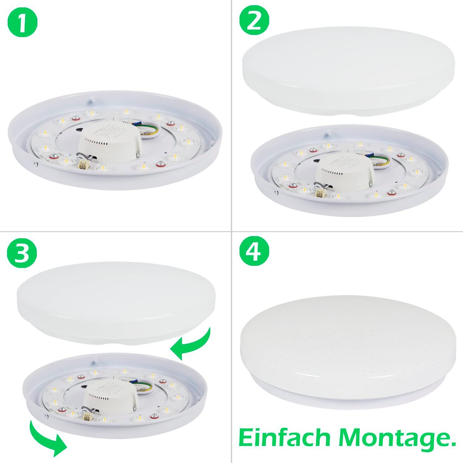Nettlife LED Deckenleuchte Sternenhimmel Kinderzimmer 15W Ø21cm 3000K/4000K Weiß Deckenlampe, LED fest integriert, für Büro Flur Treppenhaus Esszimmer Schlafzim – Bild 5 von 5
