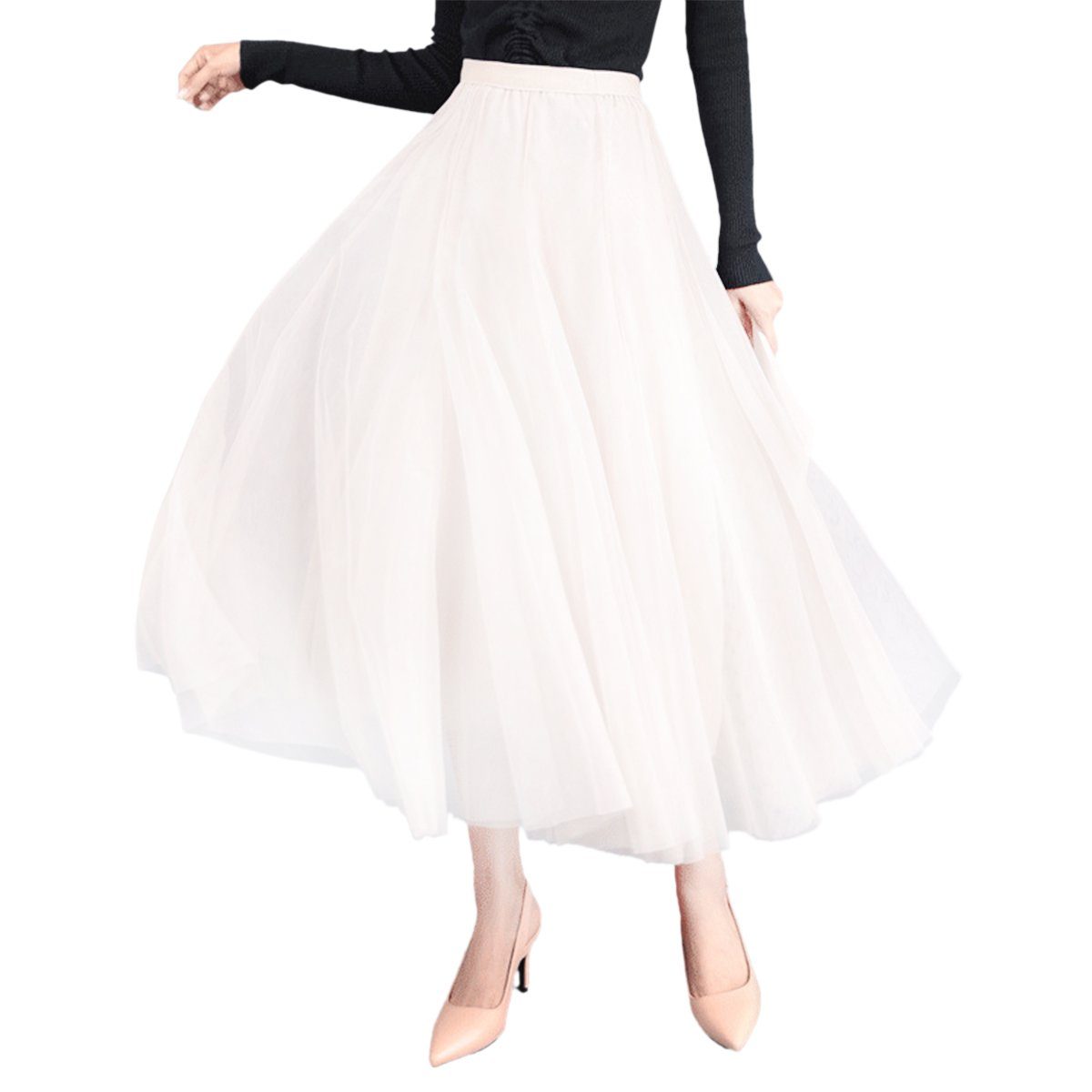 Meshrock Meshrock Damen Maxirock Sommer Elegant Lange Röcke Kleid Hohe Taille