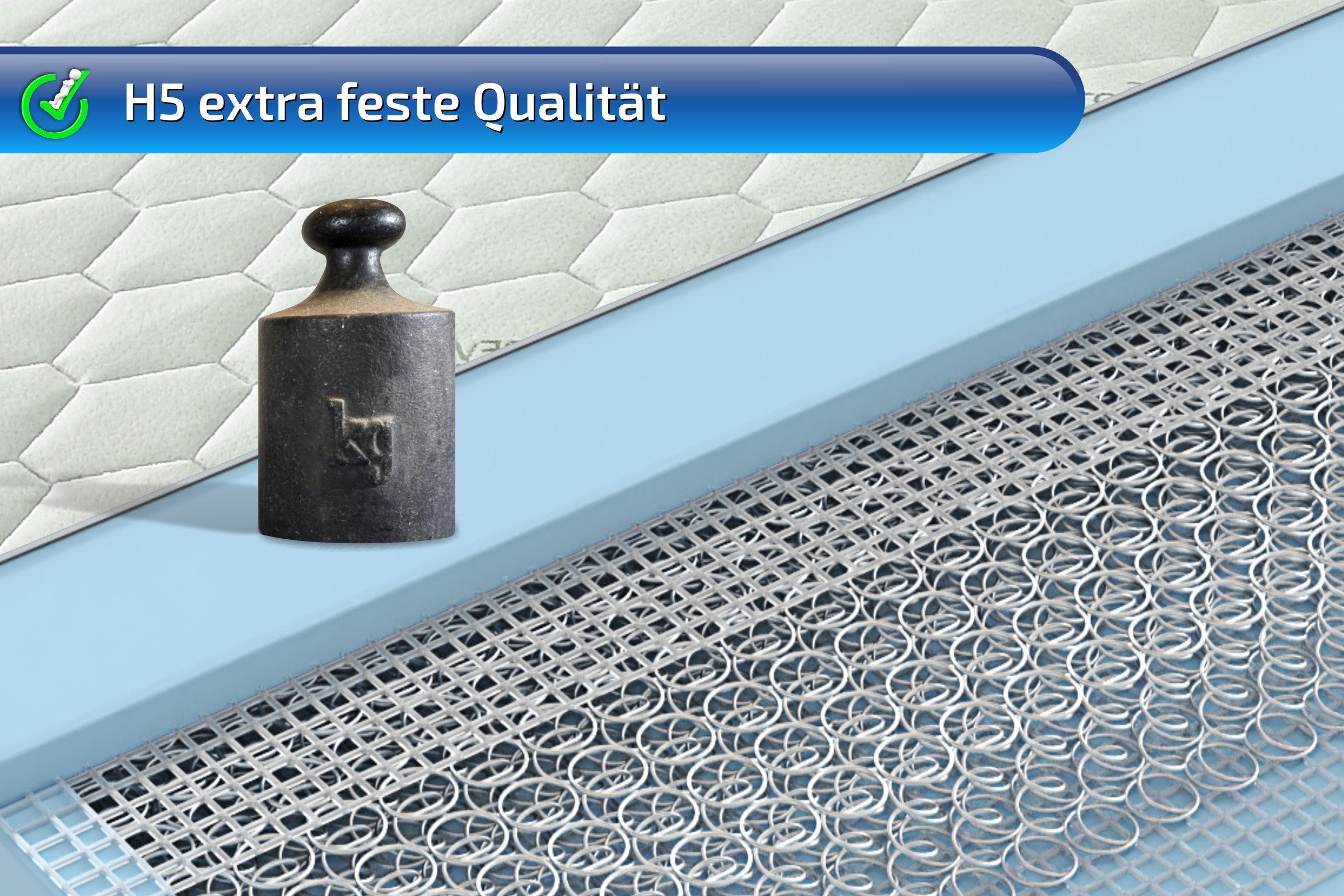Federkernmatratze Smaragd XXL H5 Extra FEST bis 250 Kg belastbar, Matratzen Perfekt, 27 cm hoch, (Größen 90x200, 140x200 und alle Größen, offener Spezial Bonell Federkern), Bandscheibengerechte Matratzenkern