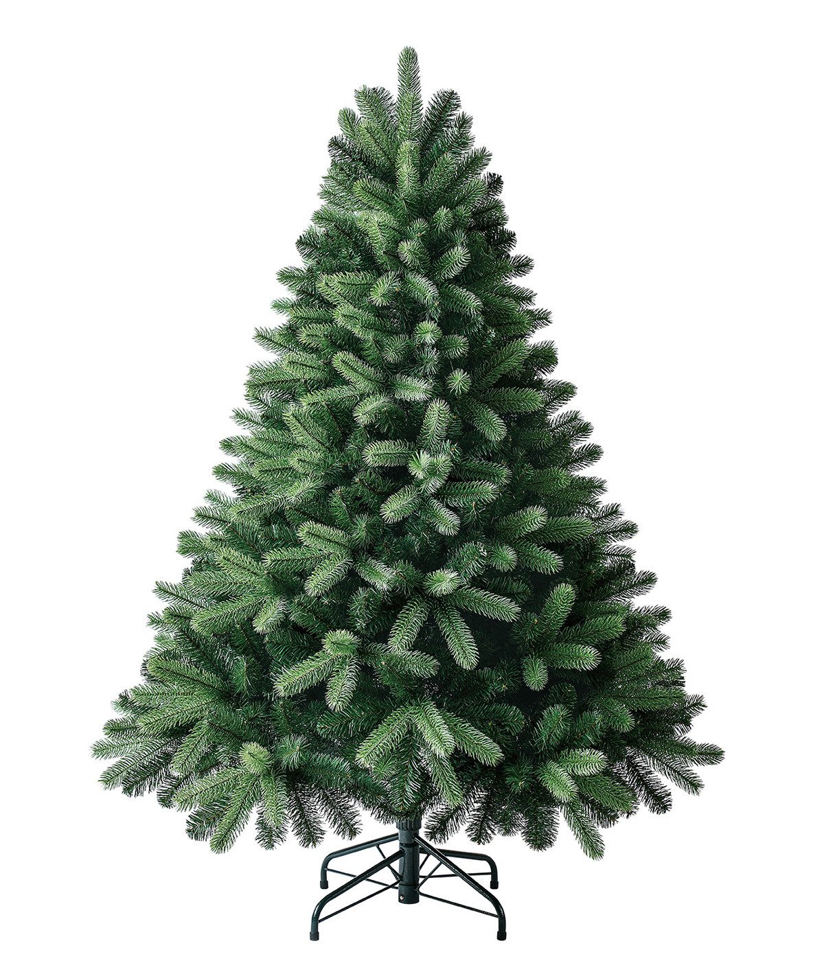 Dehner Künstlicher Weihnachtsbaum Amerikanische Rotfichte Stellan mit Ständer, Höhe 150 cm, Ø 117 cm, ebenmäßiger, dichter Christbaum