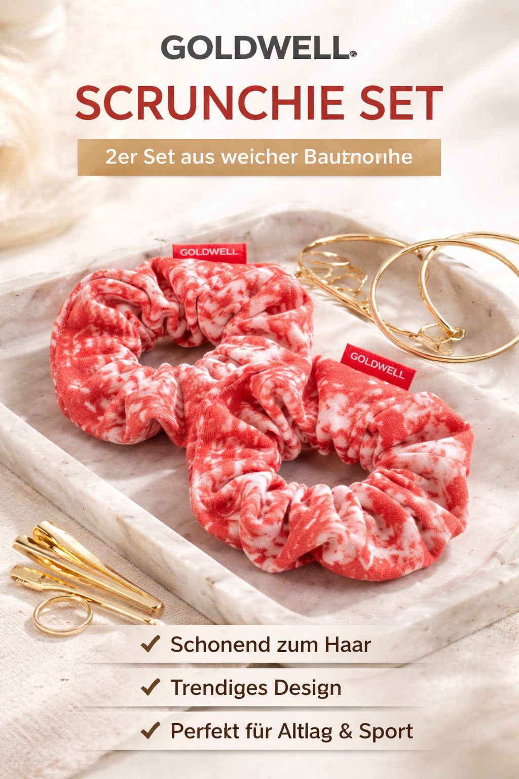 Goldwell Haargummi Goldwell Scrunchie Set – 2er Set Haargummis aus Baumwolle, 2-tlg.