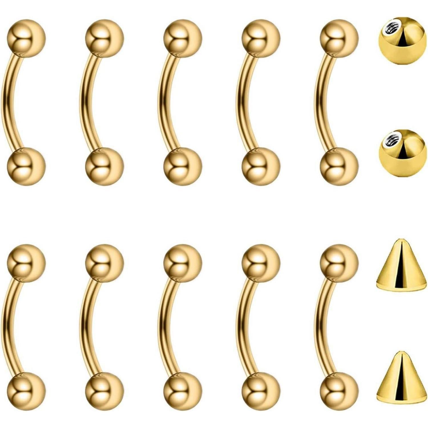 Besyvvin Augenbrauenpiercing 10er Set Curved Barbell Piercing 1,2mm Lippe Augenbrauen Rook Daith