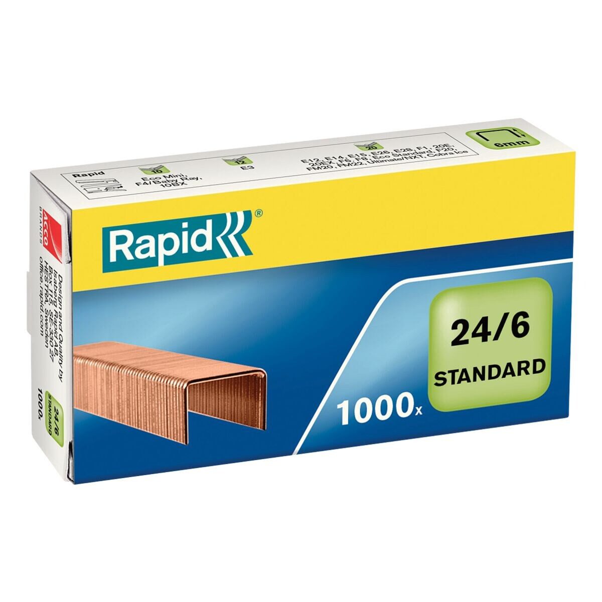 Rapid Heftklammer 24/6, 1.000 Stück/Pack, Heftleistung 20 Blatt
