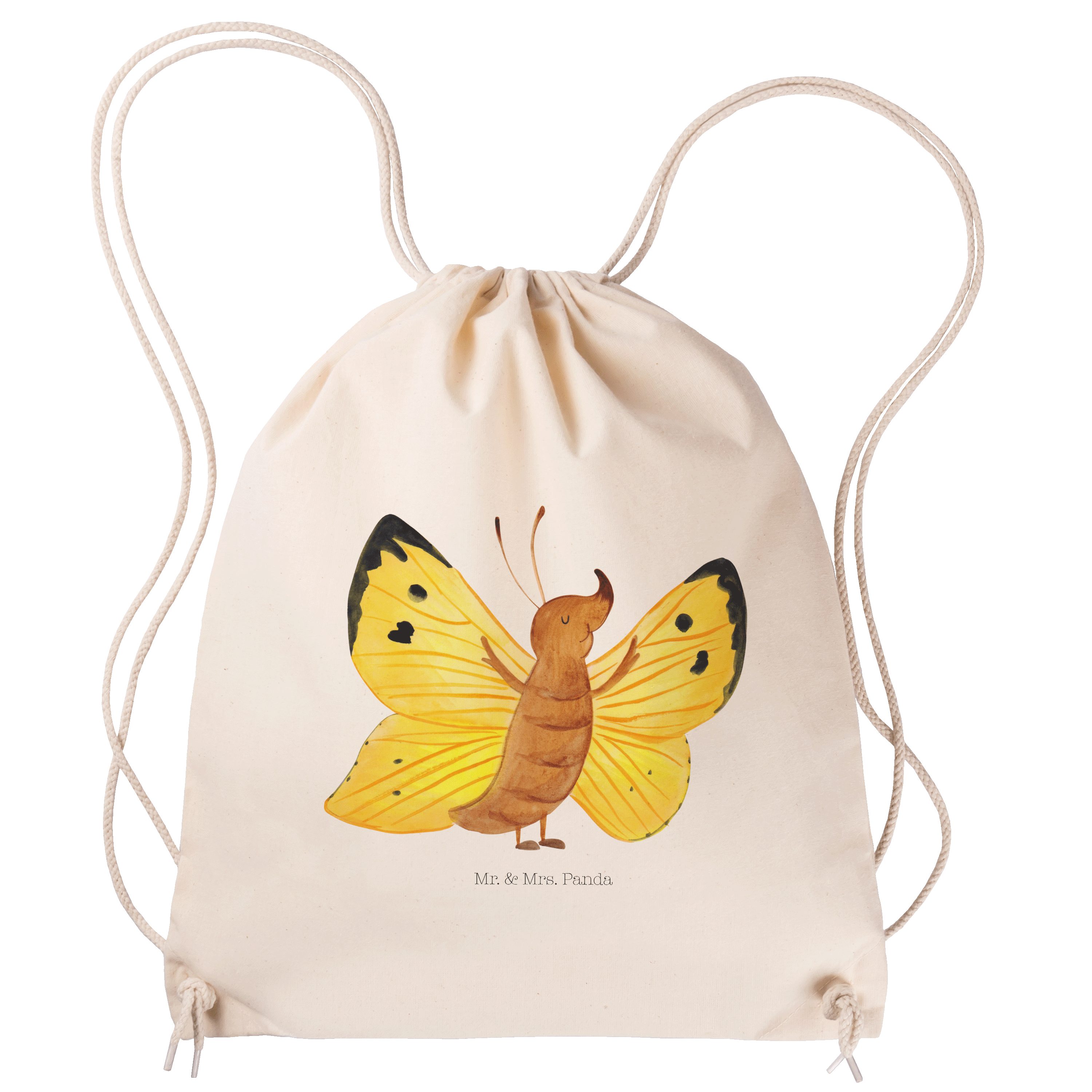 Mr. & Mrs. Panda Sporttasche Schmetterling Zitronenfalter - Transparent - Geschenk, Selbstachtung, (1-tlg)