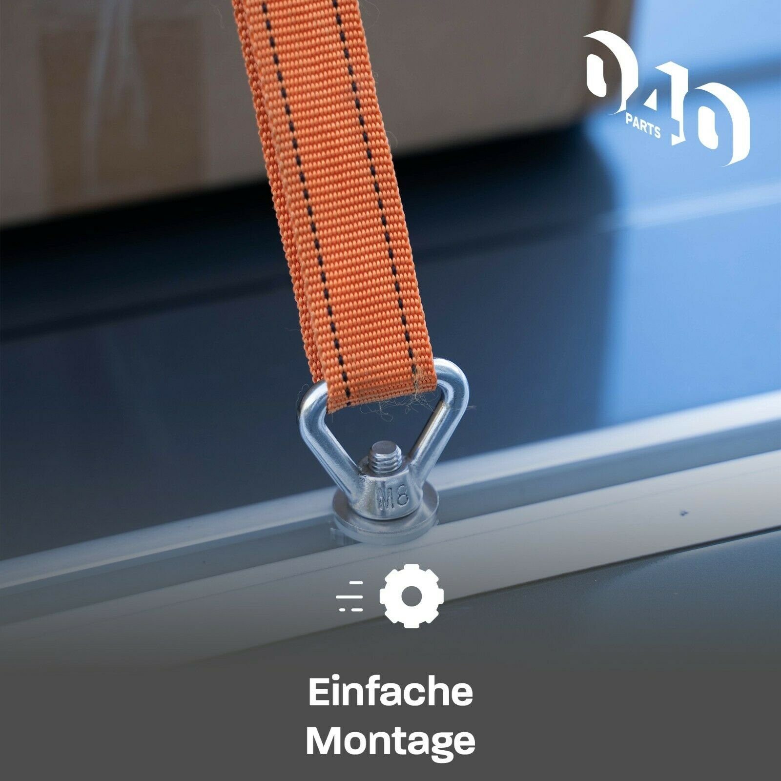 mit für C-Profil Edelstahl Spanngurt Zurrösen Set 040Parts f 4er Dach-Schienen