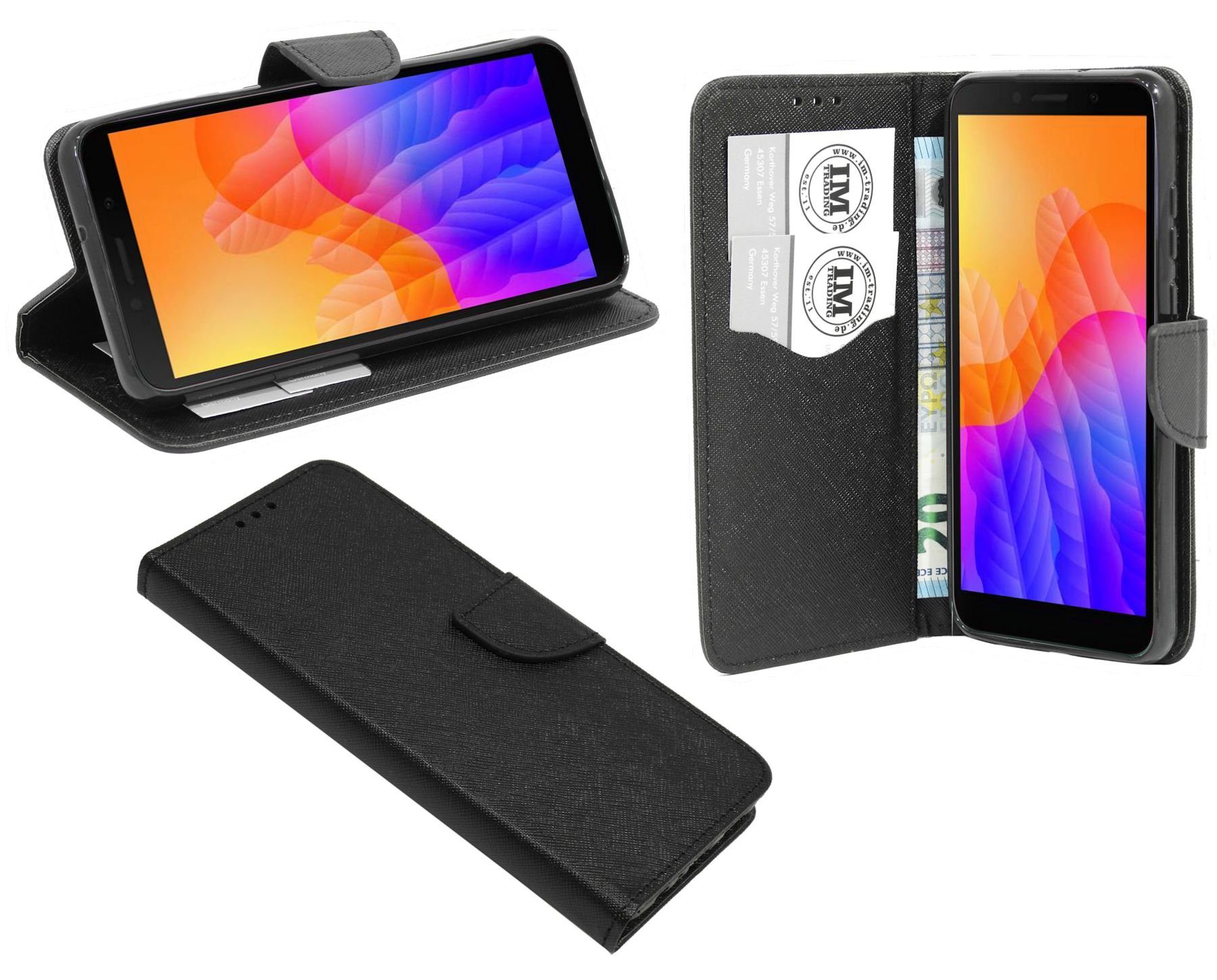 cofi1453 Handyhülle Hülle Tasche für Huawei Y5P, Kunstleder Schutzhülle Handy Wallet Case Cover mit Kartenfächern, Stan