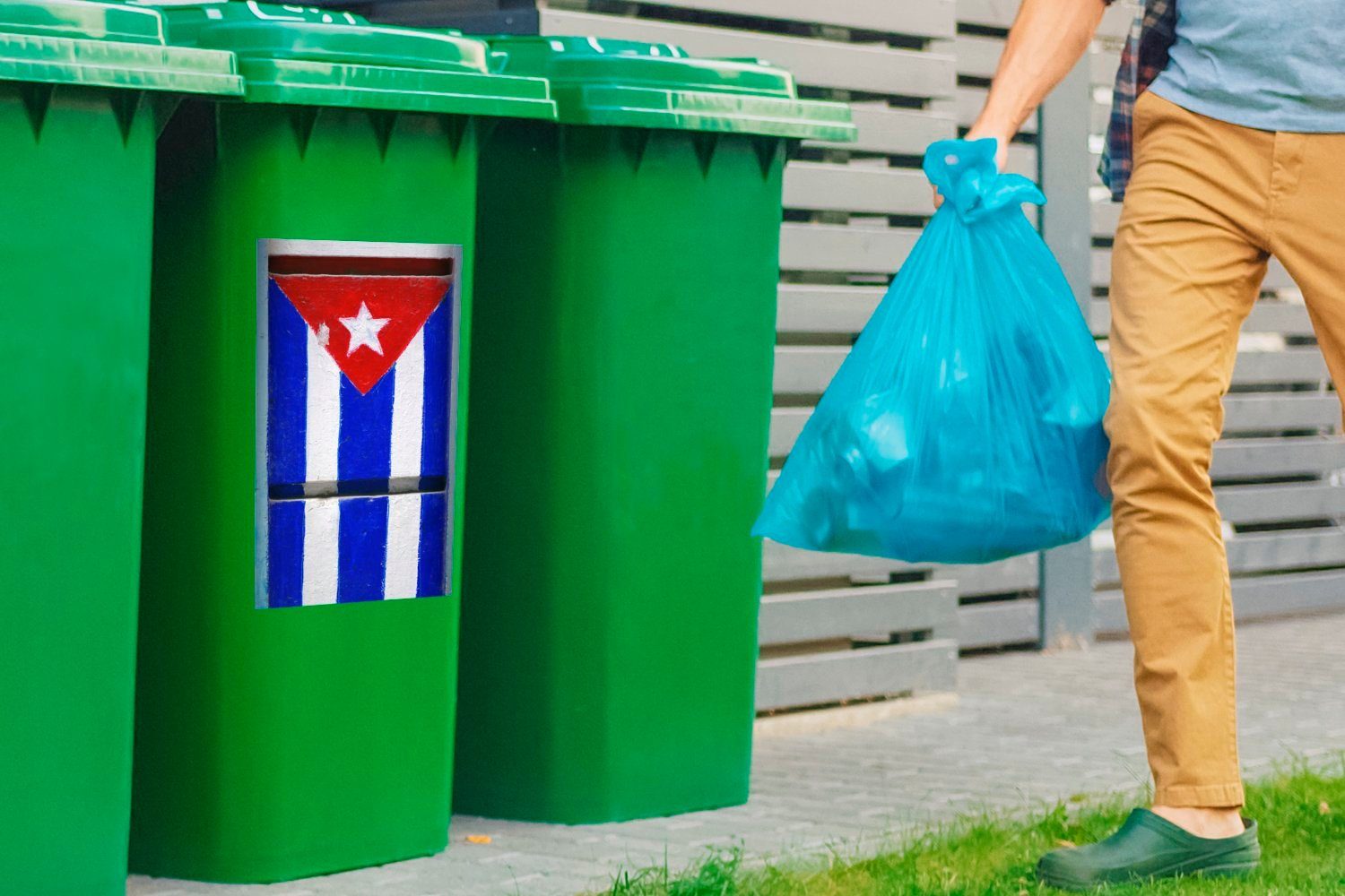 MuchoWow Wandsticker Kubanische Flagge auf St), Mülltonne, Container, einem Mülleimer-aufkleber, Abfalbehälter gemalt (1 Sticker, Stein