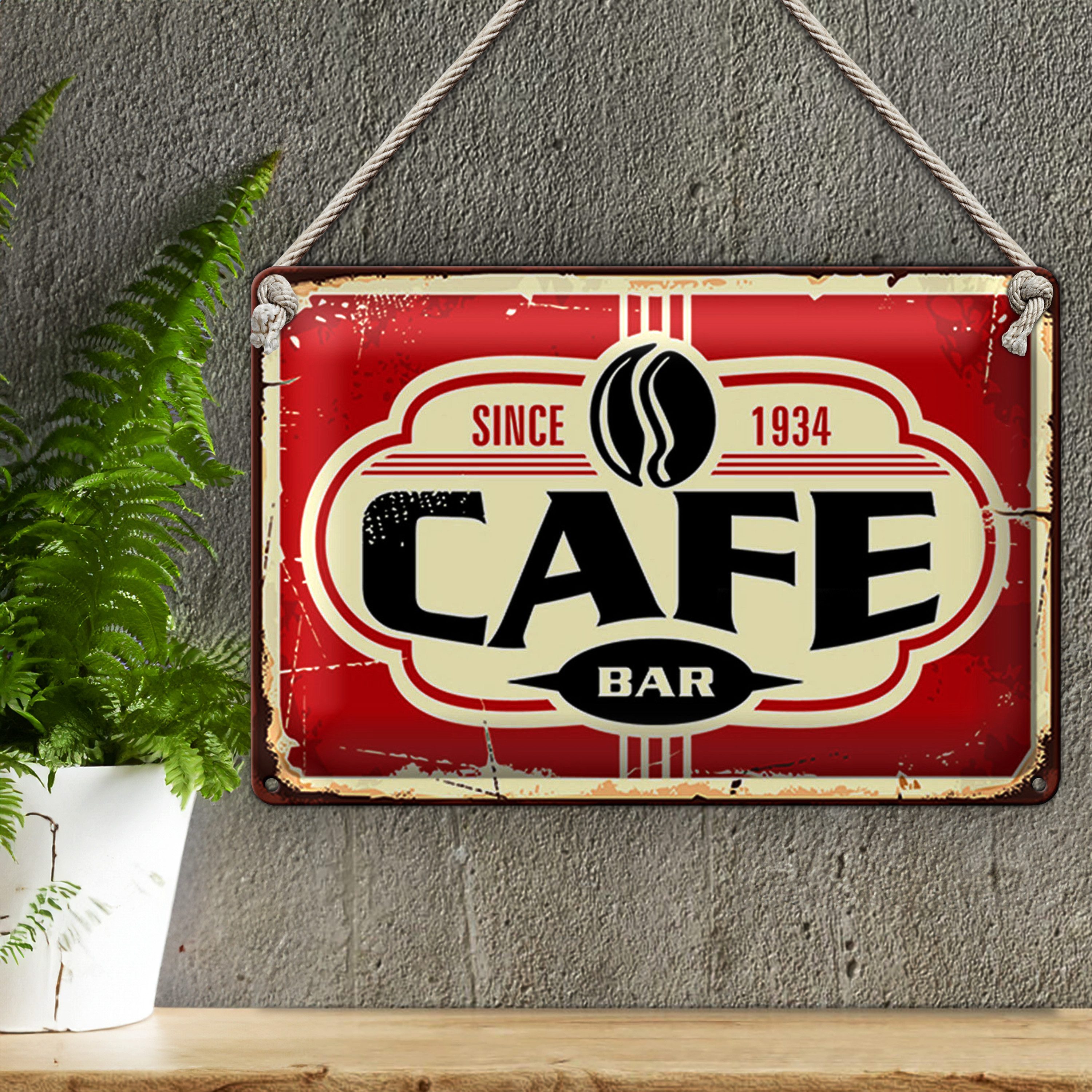 Roomando Metallschild Retro 40x30cm Cafe bar Kaffee since 1934