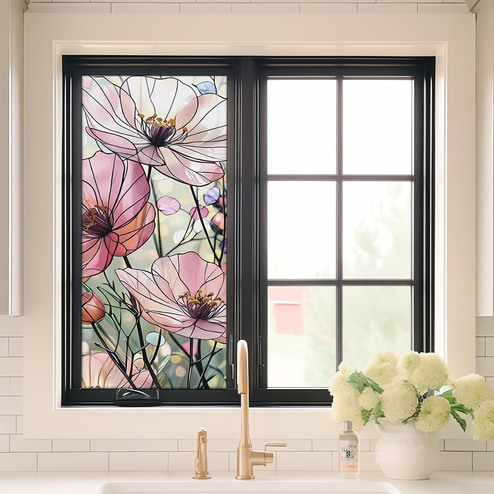 Agger Fenstersticker Blumen-Fensteraufkleber, dekorative Fensterfolie