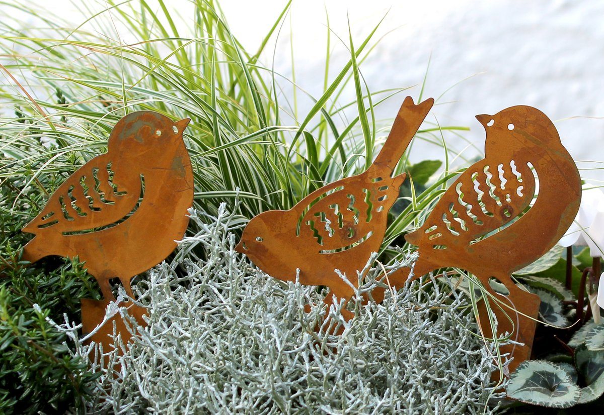 LB H&F Lilienburg Dekofigur 3er SET Gartenstecker Gartenfigur Gartendeko Ro günstig online kaufen