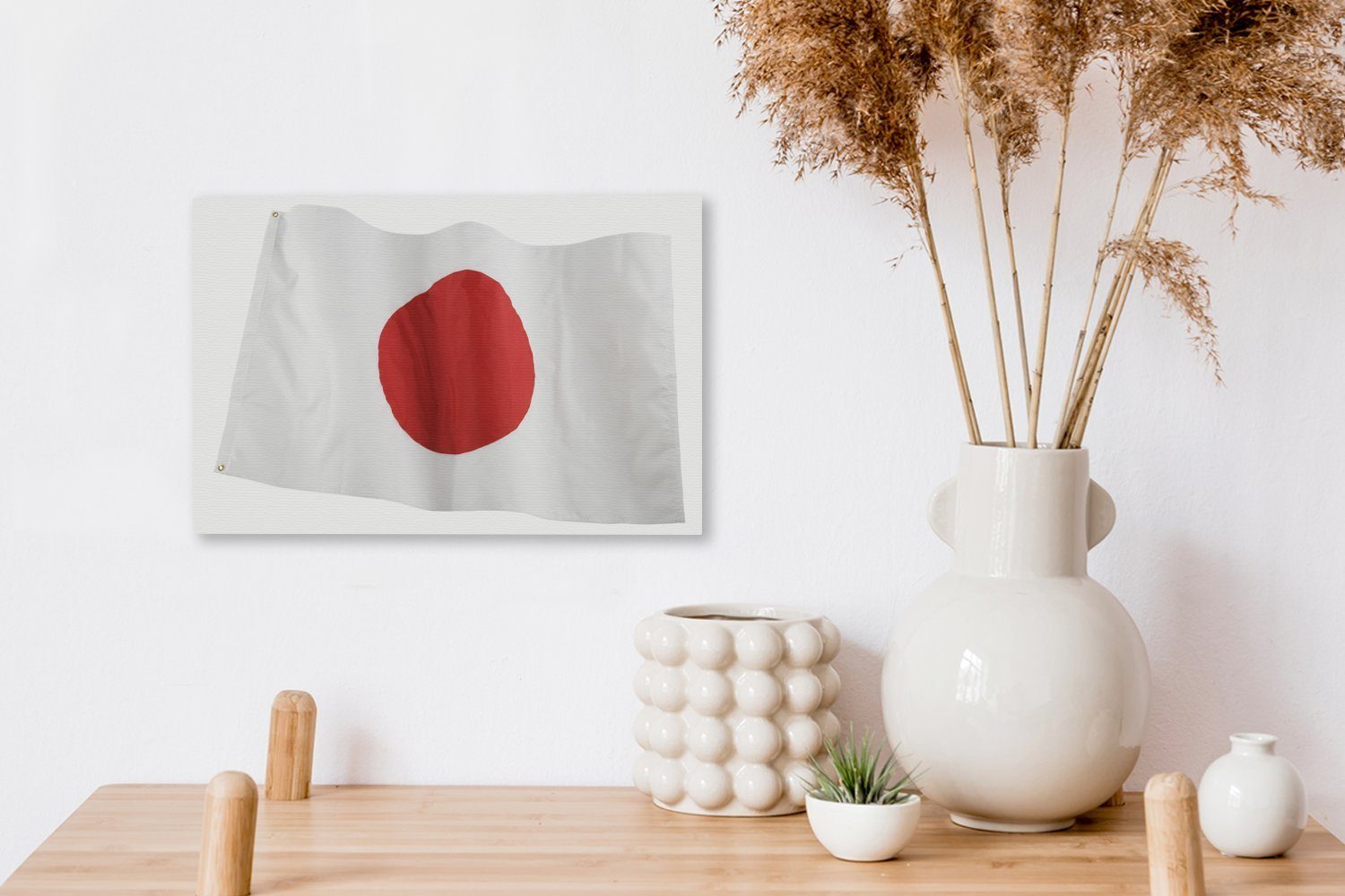 OneMillionCanvasses® Leinwandbild Die Flagge von Hintergrund, cm St), (1 Japan Leinwandbilder, auf Wanddeko, 30x20 Wandbild weißem Aufhängefertig