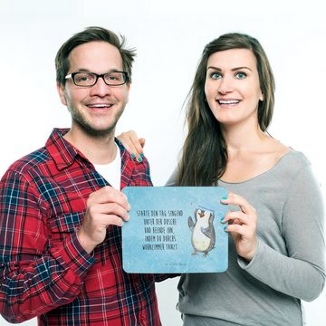 Mr. & Mrs. Panda Mauspad Pinguin Duschen - Eisblau - Geschenk, Büroausstattung, Mousepad, Arbe (1-St), rutschfest