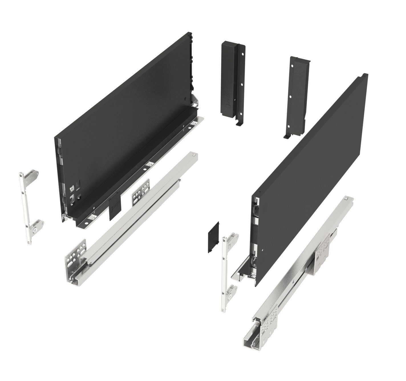 SO-TECH® Schubkasten Schubladensystem JUNKER SLIM anthrazit H: 167 mm bis 40 kg b, SoftClose, mit 13 mm schlanken Schubladenzargen, Nennlänge 450 mm