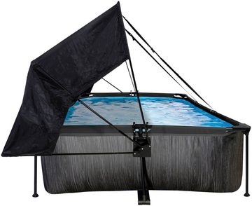 EXIT Framepool Black Wood Pool 300x200x65cm, mit Filterpumpe und Sonnensegel - schwarz