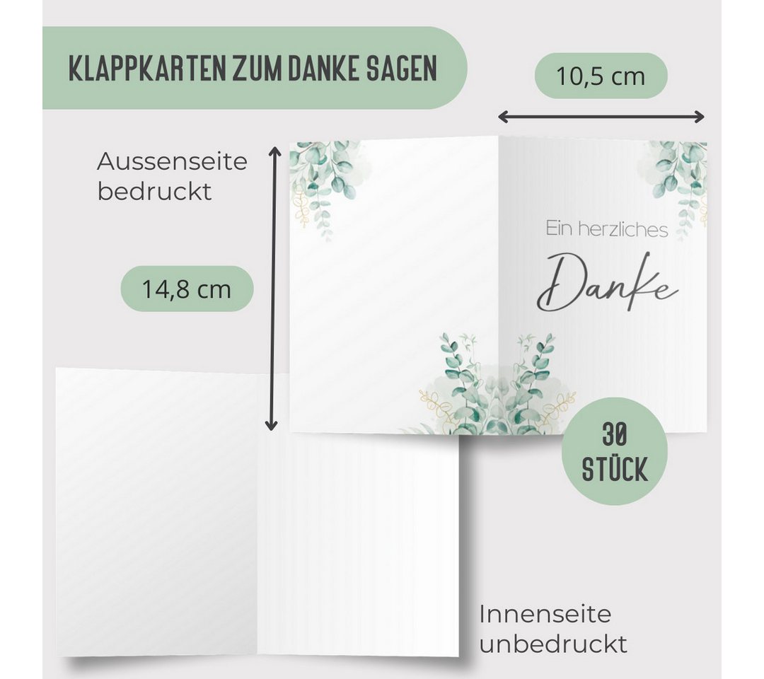 Thumbnail - Things of Happiness Dankeskarte 15 Dankeskarten inkl. Briefumschläge, Dankeskarten Set, Dankeskarte Hochzeit Taufe Gebur...