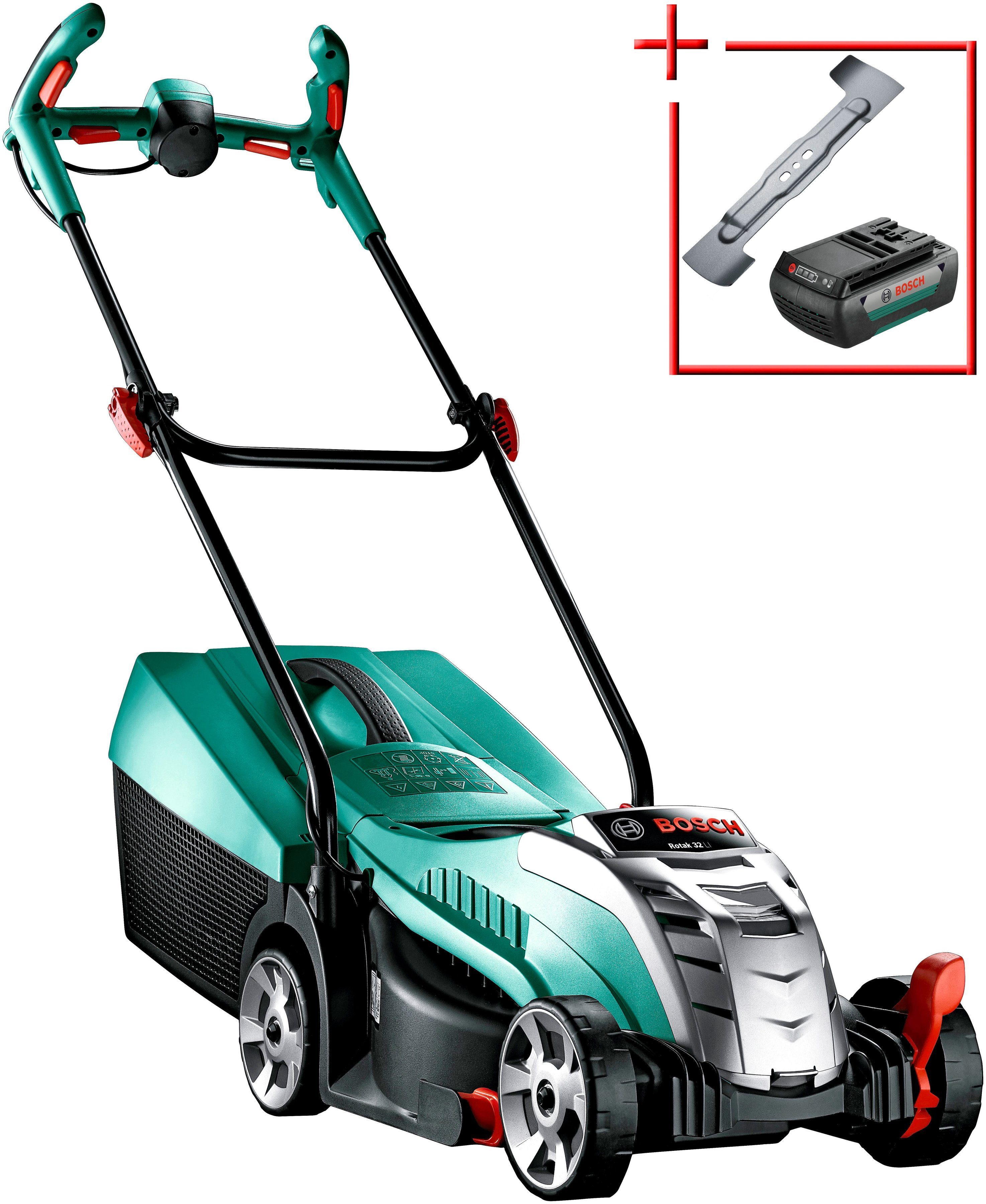 BOSCH AkkuRasenmäher »Rotak 32 LI«, 32 cm Schnittbreite, mit Akku und