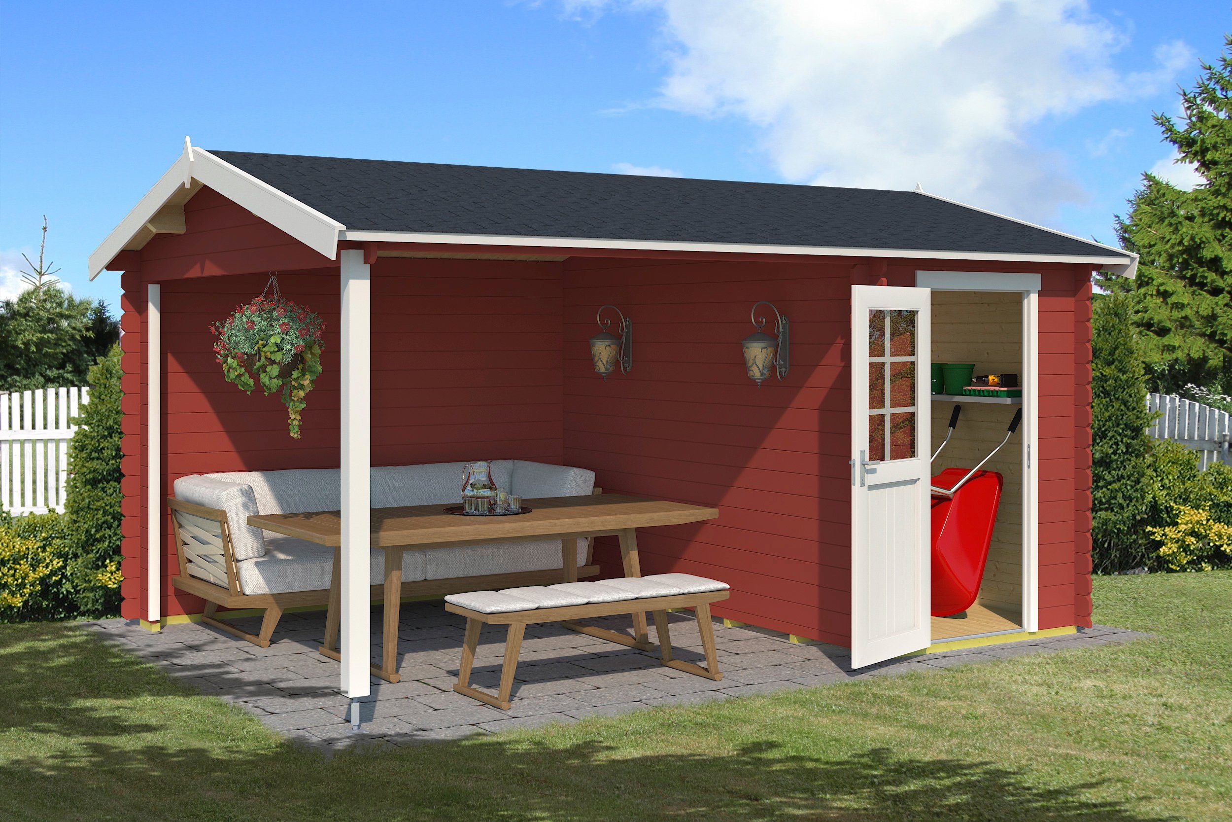 LASITA MAJA Gartenhaus Wibo, BxT: 465x338 cm, (Set), mit Anbau