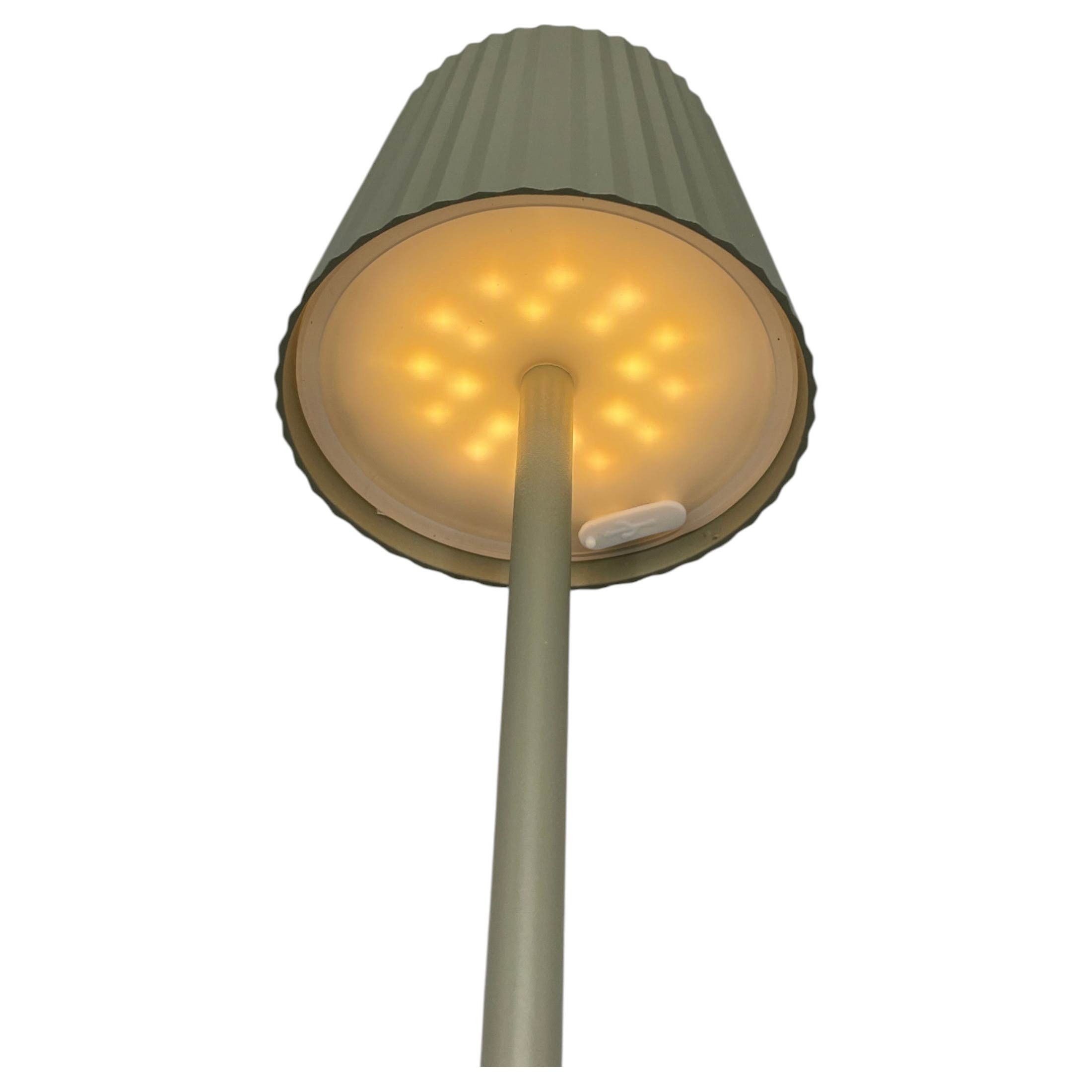 Coen Bakker Deco BV LED Tischleuchte Portable Light, LED, warmweiß, kaltweiß, neutralweiß, aufladbar außen oliv USB touch geriffelt 9x27,5cm