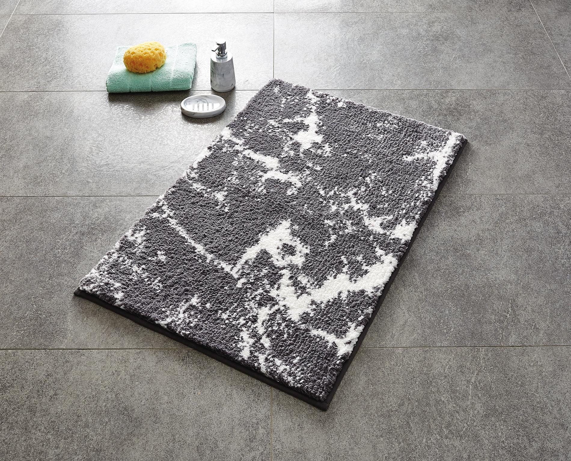Ridder Badematte Marmor grau, Höhe 55 mm, 100% Polyester-Microfaser günstig online kaufen