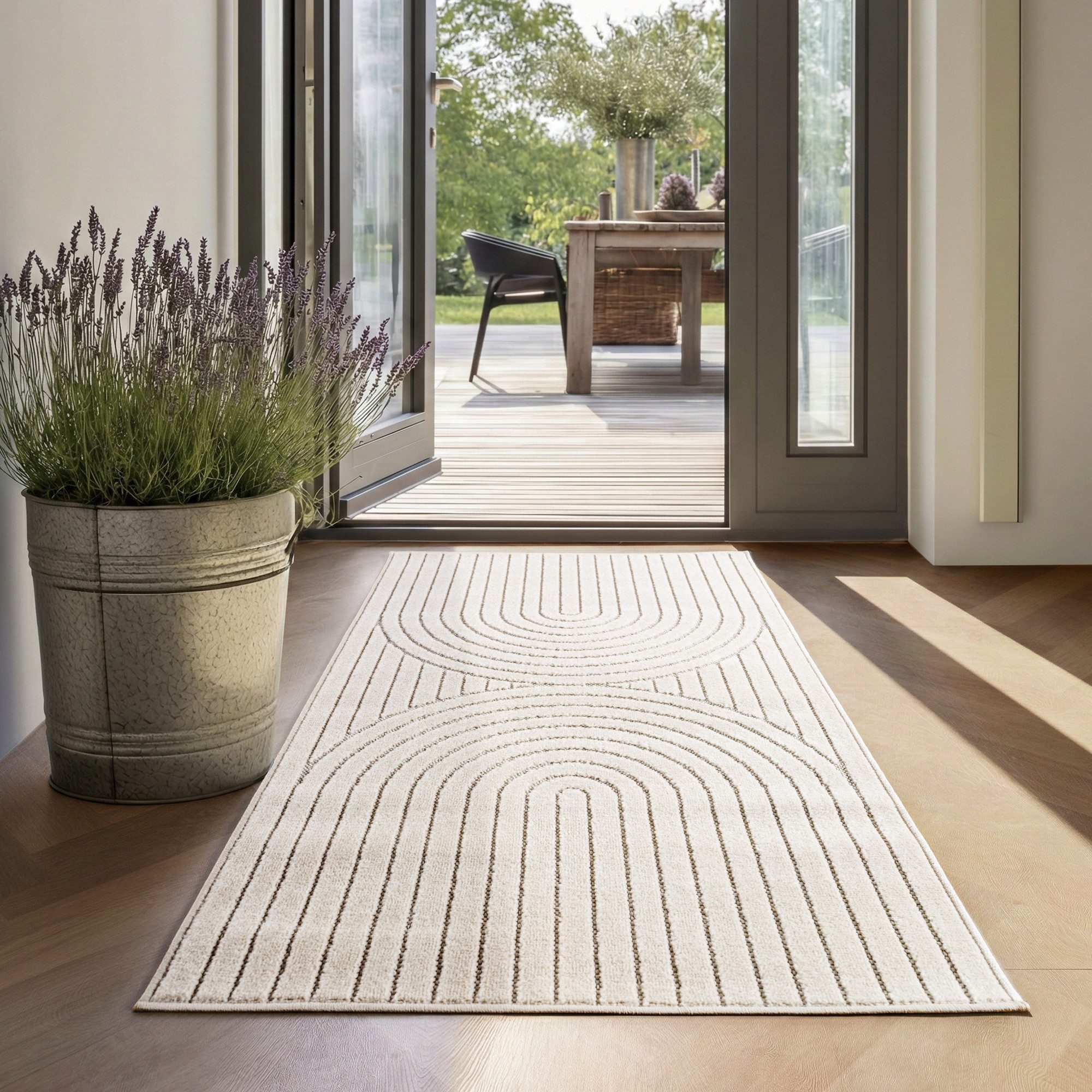 SIMPEX24 Outdoorteppich Skandinavischer 3D Design, Läufer, Höhe: 5 mm, Outdoor Teppich Wetterfest Modern Wohnzimmer Küchen Terrasse Balkon