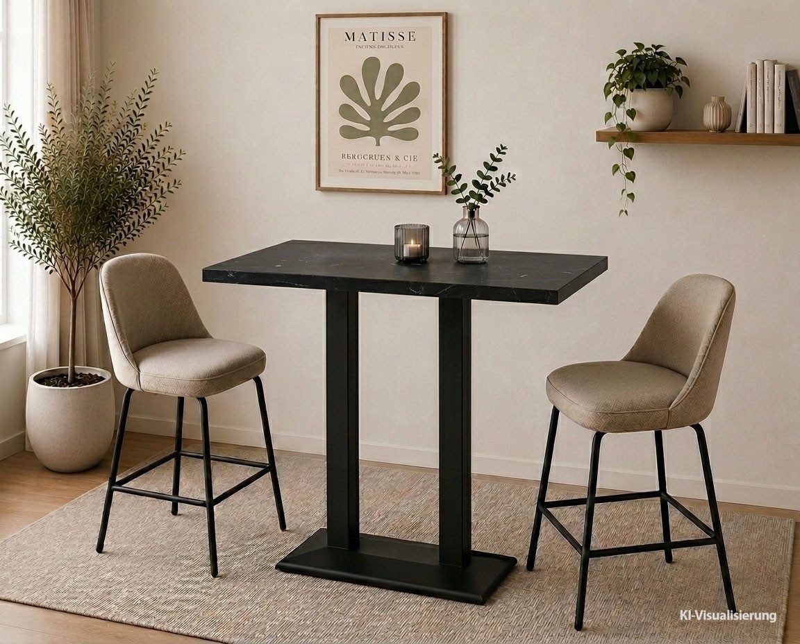 Mäusbacher Bistrotisch Big Bistro Metall, Doppelsäulengestell, eckige Platte BHT 120x105x70 cm