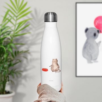 Mr. & Mrs. Panda Thermoflasche Katze Fressen - Weiß - Geschenk, Katzenliebhaber, Katzensouvenirs, Tr, Motivierende Sprüche