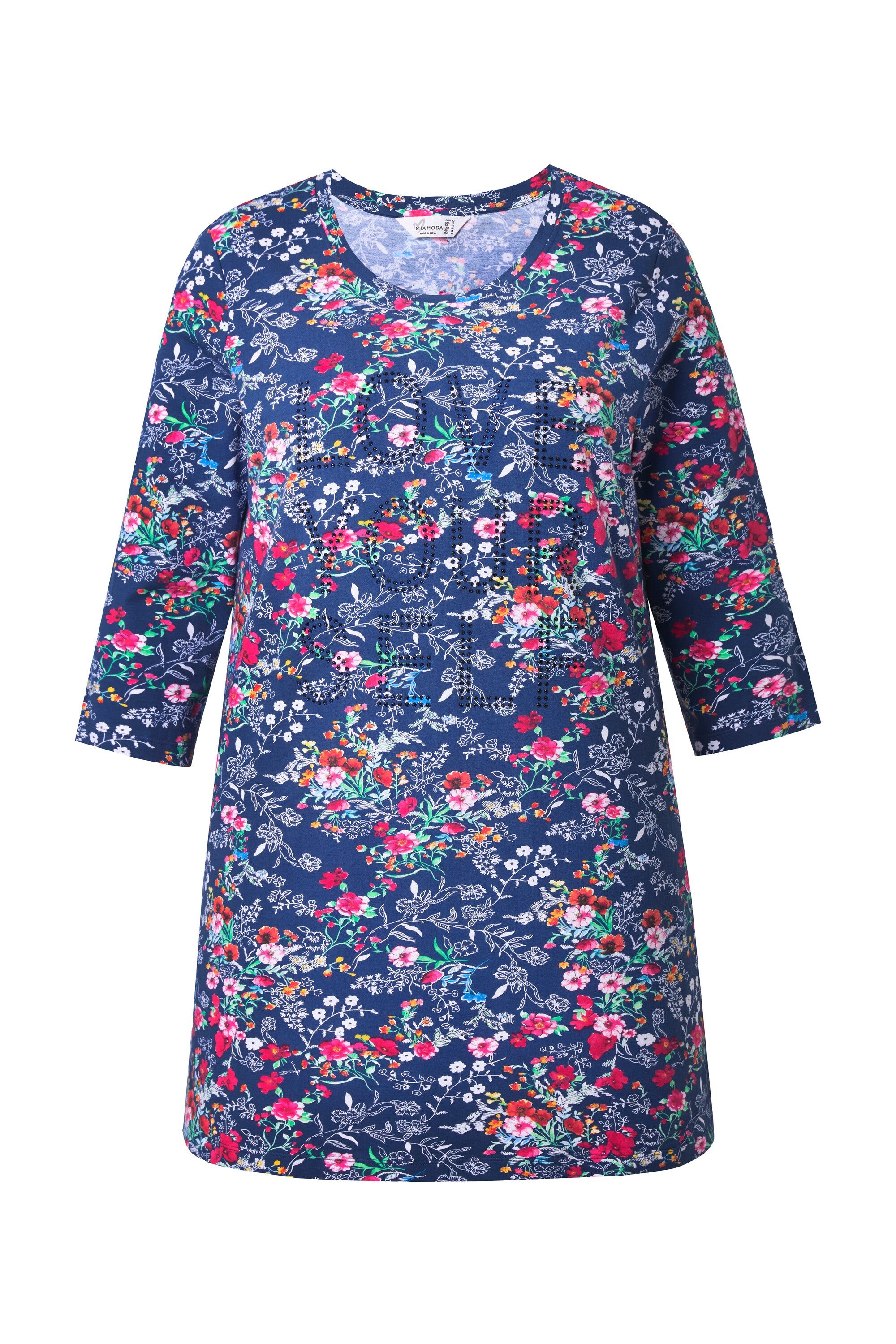 MIAMODA T-Shirt Longshirt Minimalmuster Glitzer-Statement günstig online kaufen