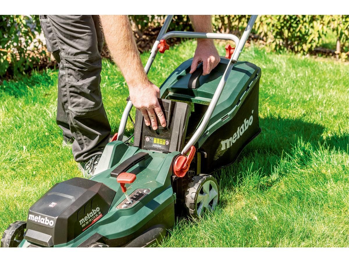 metabo Akkurasenmäher RM 36-18 LTX BL 36, 36 cm Schnittbreite, ohne Akku und Ladegerät, 36 cm Schnittbreite, 45 l Fangsack
