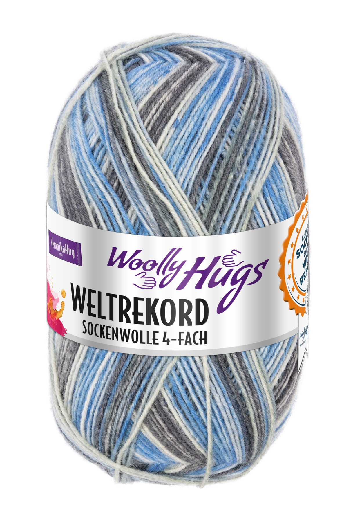 Woolly Hugs Woolly Hugs WELTREKORD Sockenwolle 4-fach 100 g Häkelwolle, 420 m (Offizielles Woolly Hugs Weltrekord-Sockengarn), 100 g