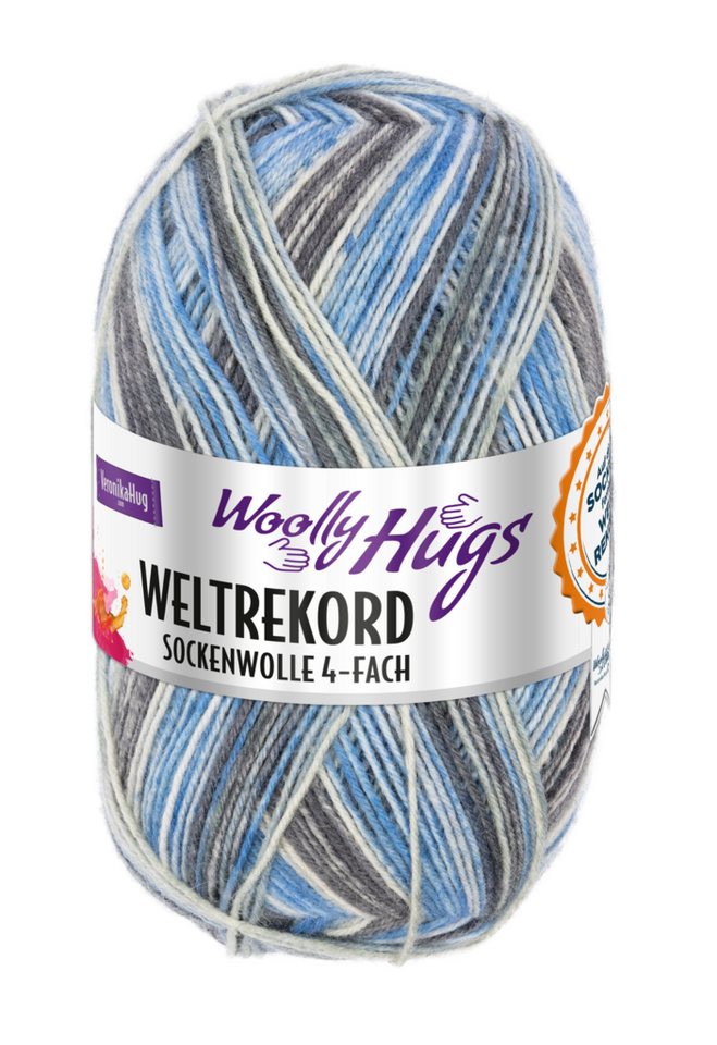 Woolly Hugs Woolly Hugs WELTREKORD Sockenwolle 4-fach 100 g Häkelwolle, 420 m (Offizielles Woolly Hugs Weltrekord-Sockengarn), 100 g